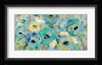 Fresh Teal Flowers Framed Print
