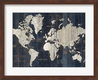 Old World Map Blue Crop Fine Art Print