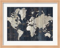Old World Map Blue Crop Fine Art Print