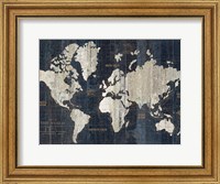 Old World Map Blue Crop Fine Art Print