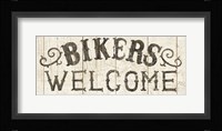 Flea Market Road Sign Bikers Welcome Framed Print