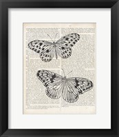 Vintage Butterflies on Newsprint Framed Print
