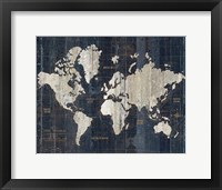 Old World Map Blue v2 Fine Art Print