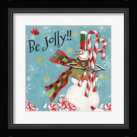 Sweet Snowmen II Blue Framed Print