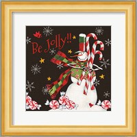 Sweet Snowmen II Black Fine Art Print