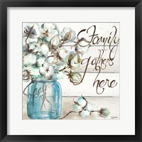 Cotton Boll Mason Jar I Family Framed Print