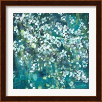 Teal Blossoms Square Fine Art Print