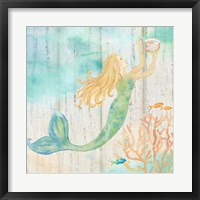 Sea Splash Mermaid Woodgrain I Fine Art Print