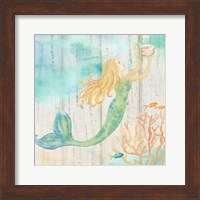 Sea Splash Mermaid Woodgrain I Fine Art Print