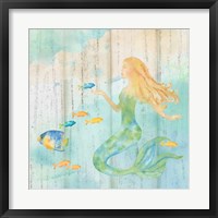 Sea Splash Mermaid Woodgrain II Fine Art Print