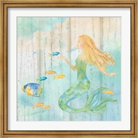 Sea Splash Mermaid Woodgrain II Fine Art Print