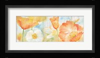 Poppy Meadow Pastel Woodgrain Panel Framed Print