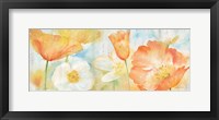 Poppy Meadow Pastel Woodgrain Panel Framed Print