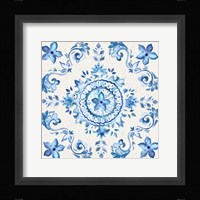 Artisan Medallions White/Blue II Framed Print