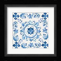 Artisan Medallions White/Blue III Framed Print