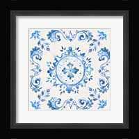 Artisan Medallions White/Blue IV Framed Print