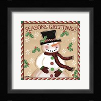 Season's Greetings Snowmen I Framed Print
