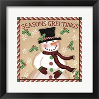 Season's Greetings Snowmen I Framed Print