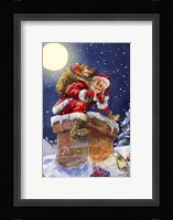 Santa at Chimney with moon Fine Art Print