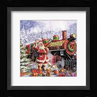 Santa and Red Train Fine Art Print
