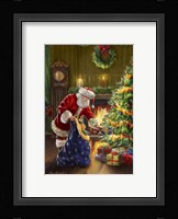 Santa at Tree Blue Sack Fine Art Print