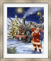 Santa and Black Train Fine Art Print