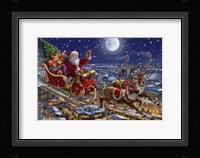 Santa Sleigh and Reindeer in Sky Fine Art Print