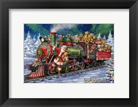 Santa Green /Red Train with toy bears Fine Art Print