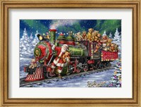 Santa Green /Red Train with toy bears Fine Art Print