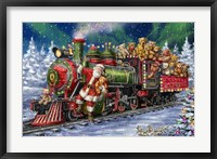 Santa Green /Red Train with toy bears Fine Art Print