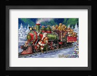 Santa Green /Red Train with toy bears Fine Art Print