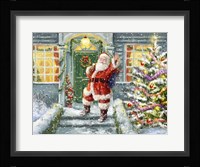Santa on Steps with green door Fine Art Print