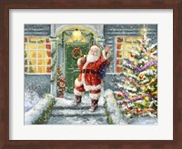 Santa on Steps with green door Fine Art Print