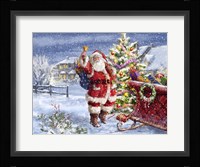 Santa ringing bell with Sleigh Fine Art Print