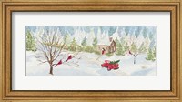 Christmas in the Country panel with red truck Fine Art Print