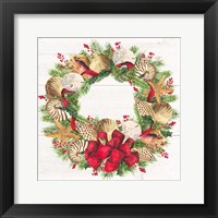 Christmas by the Sea Wreath square Framed Print