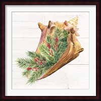 Christmas by the Sea Conch square Fine Art Print