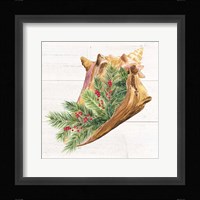 Christmas by the Sea Conch square Framed Print