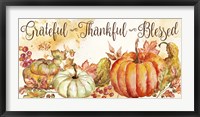 Watercolor Harvest Pumpkin Grateful Thankful Blessed Fine Art Print