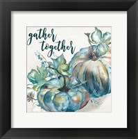 Blue Watercolor Harvest  Square Gather Together Framed Print