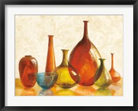 Colorful Glass Vessels on Ivory Fine Art Print