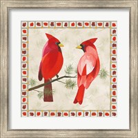 Festive Birds Two Cardinals Fine Art Print