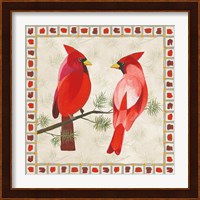 Festive Birds Two Cardinals Fine Art Print