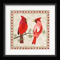 Festive Birds Two Cardinals Fine Art Print