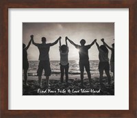Find Your Tribe - Joined Hands Grayscale Fine Art Print