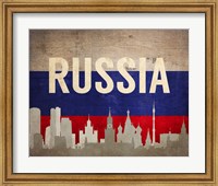 Moscow, Russia - Flags and Skyline Fine Art Print
