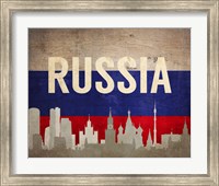 Moscow, Russia - Flags and Skyline Fine Art Print