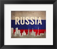 Moscow, Russia - Flags and Skyline Fine Art Print