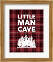 Little Man Cave - Trees Red Plaid Background Fine Art Print