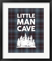 Little Man Cave - Trees Blue Plaid Background Fine Art Print